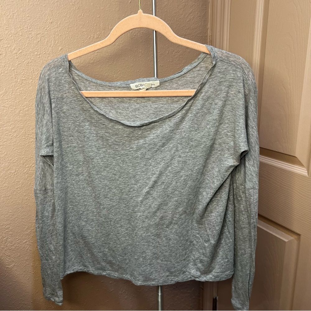 BCBGeneration Slouchy Long Sleeve Grey Shirt